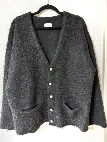 모헤어 터치 슈퍼 샤기 가디건 블랙 camphor wood