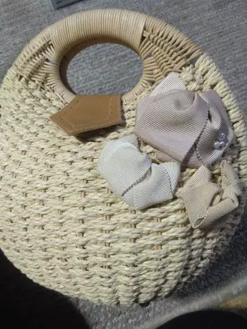 핸드메이드 작품 리본 포함 바스켓백