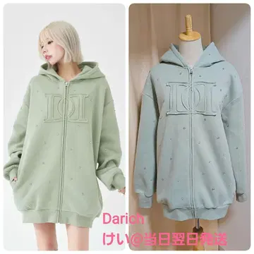 다리치 DD 로고 비쥬 지퍼 후드티 MNT 민트 그린