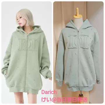 다리치 DD 로고 비쥬 지퍼 후드티 MNT 민트 그린