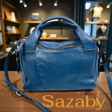 Sazaby 네이비 블루 가죽 숄더백