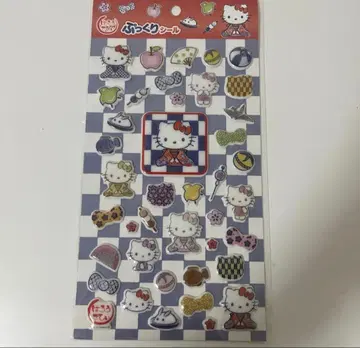 헬로키티 격자무늬 헬로키티 통통 스티커 지역 한정 키티 일본 입체