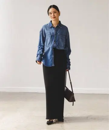 택 포함 새상품 NOBLE 컴포트 저지 라이크 타이트 스커트 블랙 36