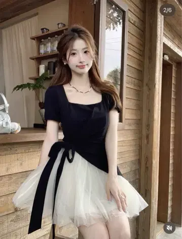 튤 리본 원피스 택 포함 미사용 새상품