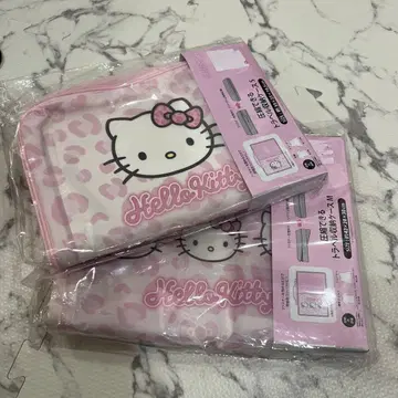 키티 핑크 레오파드 무늬 트래블 보관 케이스