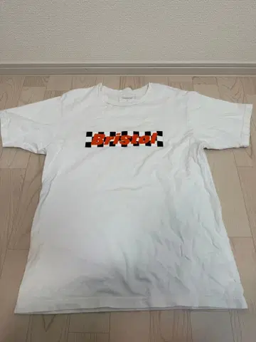 브리스톨 반팔 T셔츠 오렌지 로고 남성용 화이트