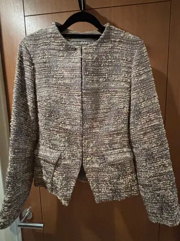 띠어리 럭스 노카라 트위드 자켓 36