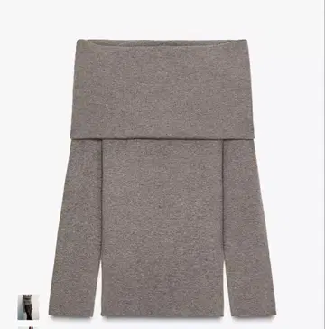 ZARA 개더 스트랩리스 니트탑 몰드 그레이