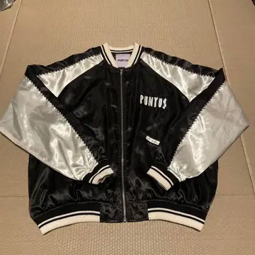 punyus 바시티 자켓 블랙/실버 호랑이 자수