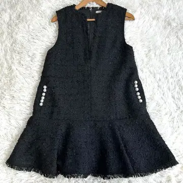 [ 새상품급 ] 아푸와이저 리셰 트위드 페플럼 미니 원피스 블랙 1