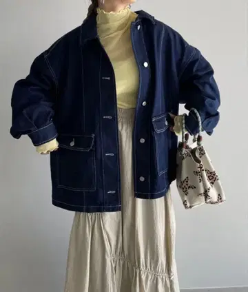 210nouve 오버 사이즈 데님 자켓 네이비