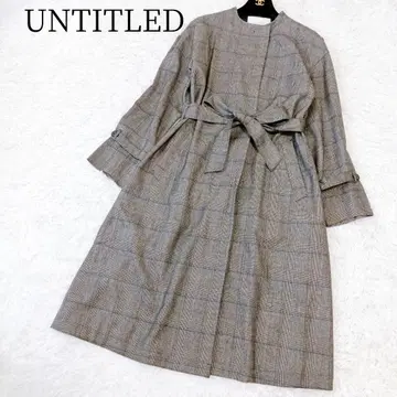 [ UNTITLED언타이틀 ] 롱 코트 하운드투스 체크 노카라 벨트