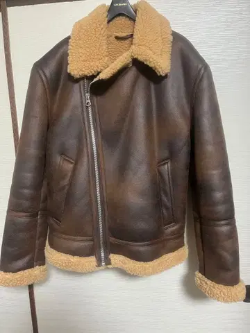 ZARA 브라운 가죽 쉘파 자켓 S