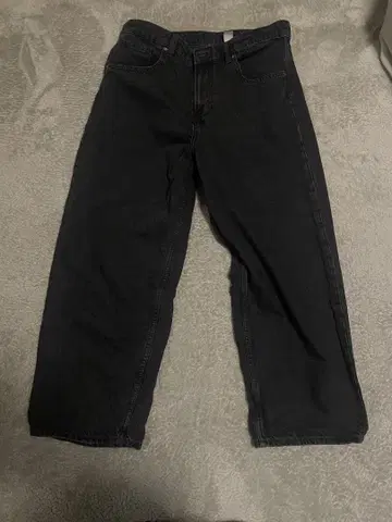 H&M 슈퍼 배기 데님 팬츠 블랙