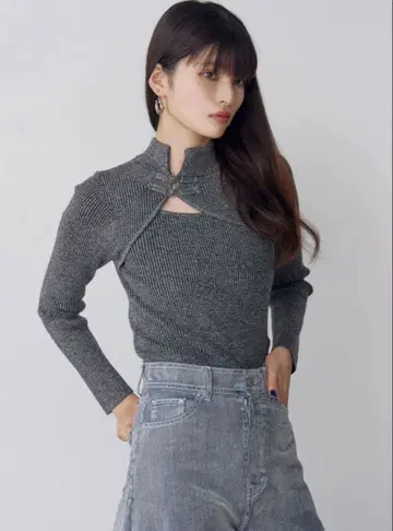 MURUA / 차이나 타이트 리브 니트