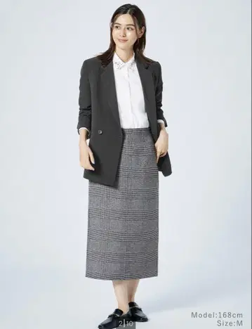 PLST 울 블렌드 리버 내로우 스커트