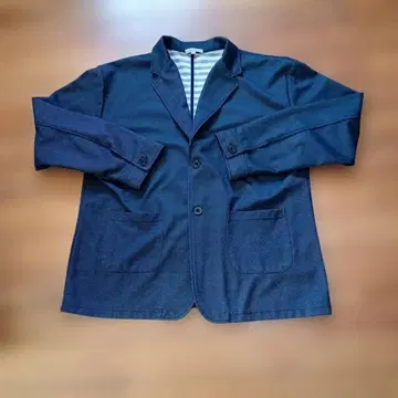 네이비 테일러드 자켓 스트라이프 안감