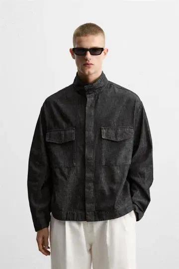 zara 데님 패치 포켓 셔츠