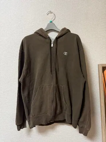 champion 브라운 후드티 2XL (착용 사진 있음)