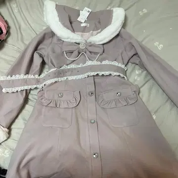 DEAR MY LOVE 연보라 후드 부착 롱 코트 L