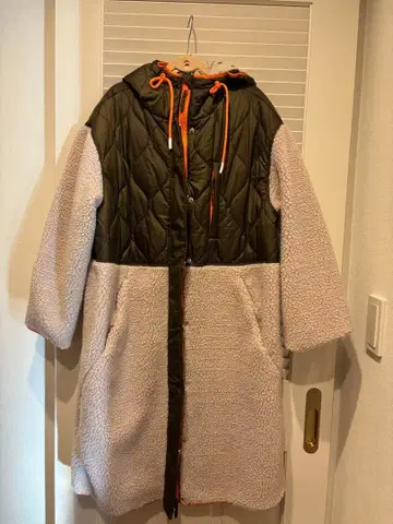 H&M 플리스 자켓 보아 자켓 올리브 그린과 베이지