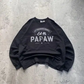 USA 구제 의류 PAPAW 프린트 맨투맨 트레이닝복 XL 사이즈 블랙