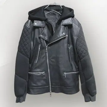 새상품급 ZARA 더블 라이더 자켓 후드 부착 블랙 M