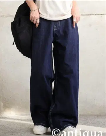 [ 택 포함 새상품 ] antiqua 청바지 데님 와이드 팬츠 레이디 L