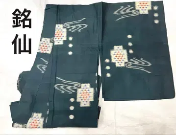 단벌 그린 명선 기모노 앤티크 기모노 다이쇼 로망 레어 순수 실크