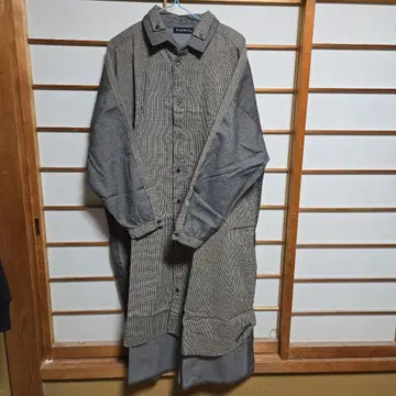 그레이 체크 무늬 긴팔 원피스