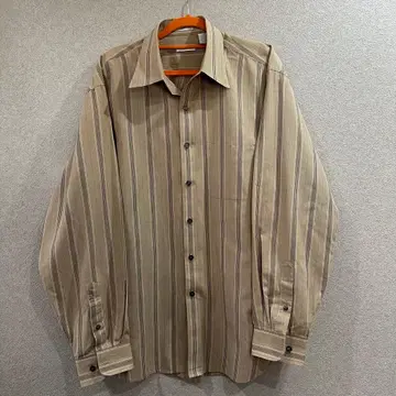VANHEUSEN 베이지 스트라이프 긴팔 셔츠 L 사이즈