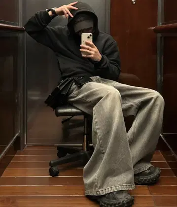 [ MASONPRINCE ] 사이드 벨트 와이드 플레어 데님 팬츠