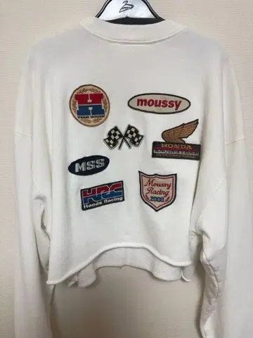 HONDA moussy 콜라보 맨투맨 트레이닝복 와펜 화이트 혼다