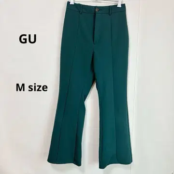 GU 지유 티셔츠 플레어 슬랙스 M 그린 허리밴딩