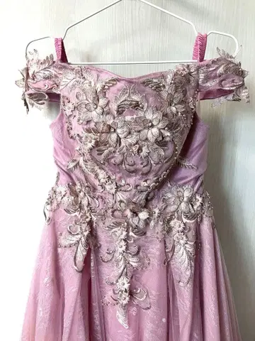 팔로우 할인 있음! 모브 핑크 오프숄더 드레스 11호