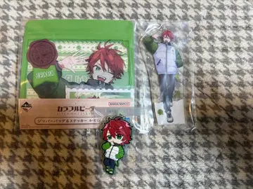 컬러풀 피치 제일복권 쟈파파 지퍼 백, 아크릴 스탠드, 러버 참