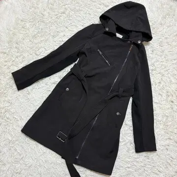 BCBG 제너레이션 고품질 롱 코트 트렌치코트 후드 부착