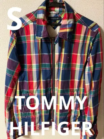 타미힐피거 체크 무늬 집업 자켓