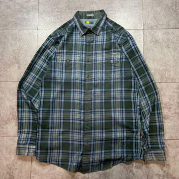 Eddie Bauer 체크 긴팔 셔츠 클래식 핏 폴리에스테르