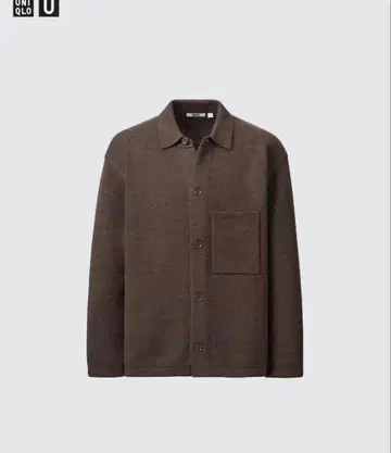 유니클로 U 니트 오버 셔츠 자켓 (긴팔) 브라운 [M]