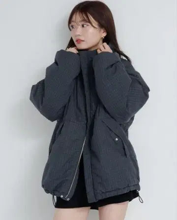 [ 새상품 ] kastane 체크 충전솜 리버서블 아우터 그린