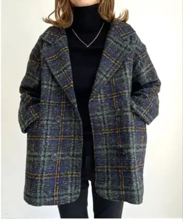 체크 무늬 트위드 미들 길이 스코트