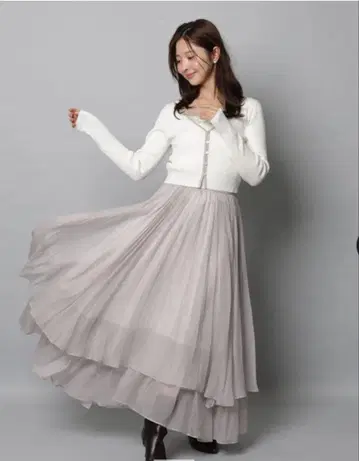 Apuweiser-riche 와셔 플리츠 레이어드 스커트