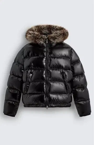 블랙 다운 자켓 퍼 후드 ZARA