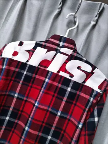 브리스톨 플란넬 셔츠 체크 스펠아웃 로고