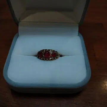 18K 영국 앤티크 반지 루비 & 다이아 반지 홀마크 포함