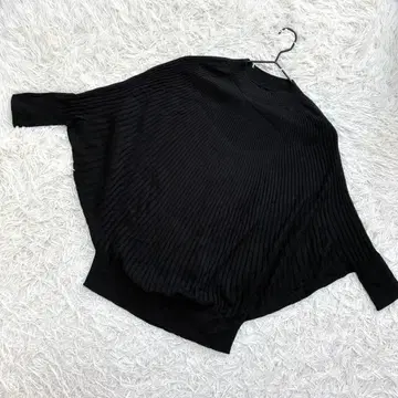 INED 돌먼 슬리브 니트 리브 니트 루즈핏 울 혼방 블랙