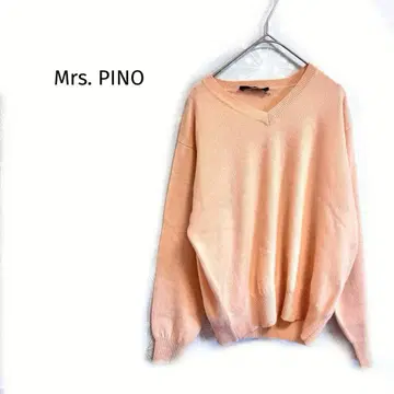 미세스 니트 스웨터 캐시미어 100% 긴팔 심플 오렌지