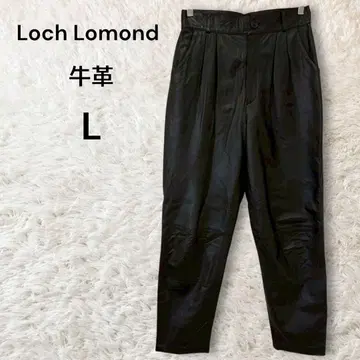 로호 로몬도 천연 가죽 소가죽 투 턱 가죽 팬츠 테이퍼드 블랙 L