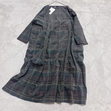 택 포함 새상품 이치 코듀로이 롱 원피스 체크 프리